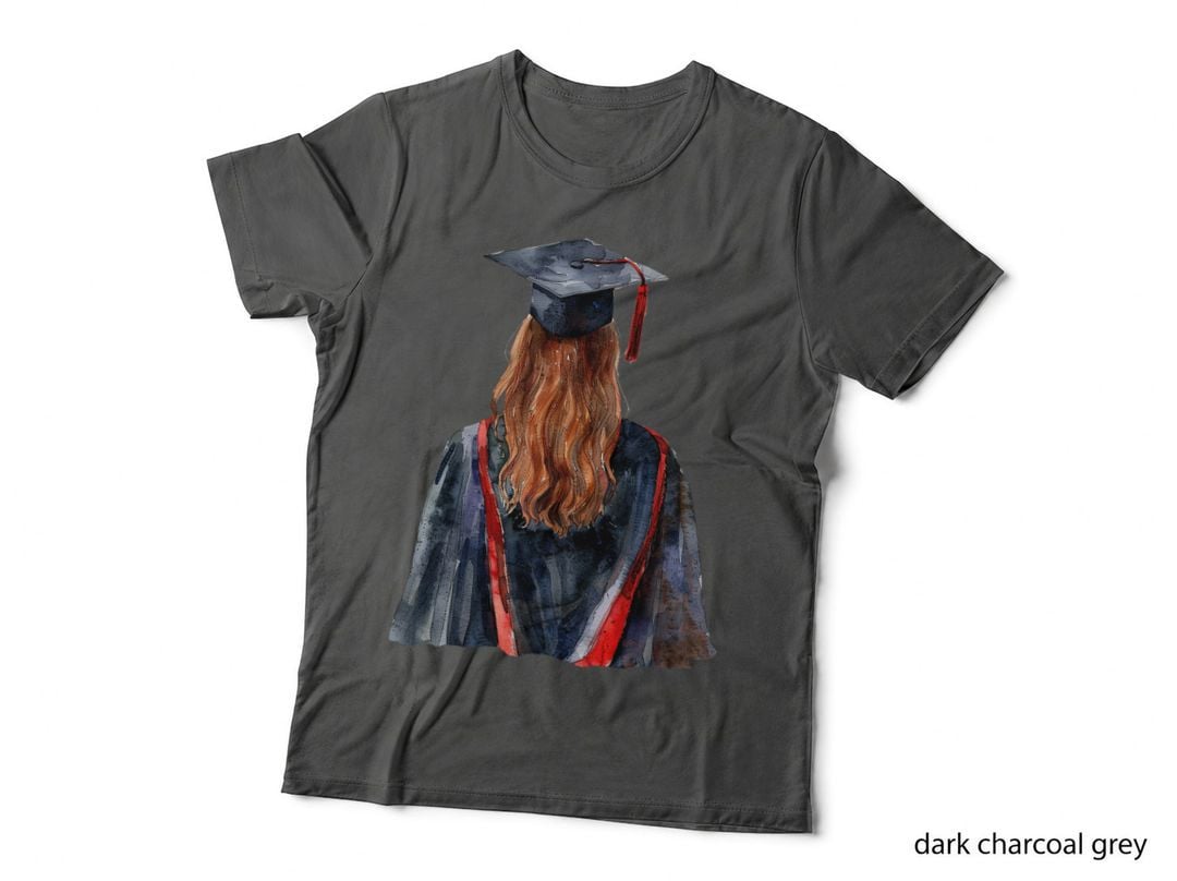 Female Graduate in Robe Graduation T-Shirt, Senior Grad Graphic Tee