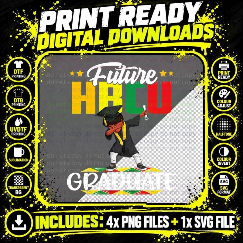 Future HBCU Graduate Afro Black Boy College Graduation Png SVG Digital Bundle