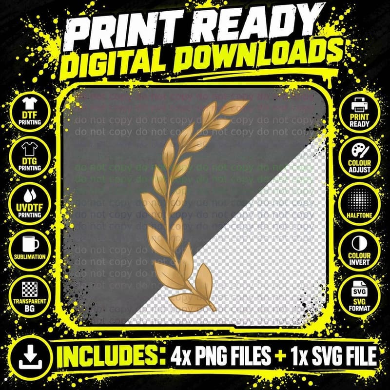 Gold Branch with Leaf Details Graduation T-Shirt Png SVG Digital Bundle