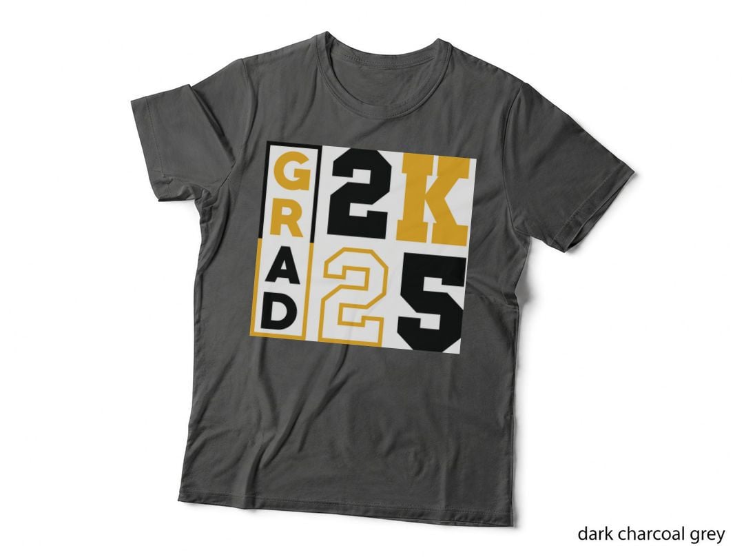 Grad 2k25 Graduation T-Shirt, Gold Large Year Numbers Grad Tee, Grad Party Shirt