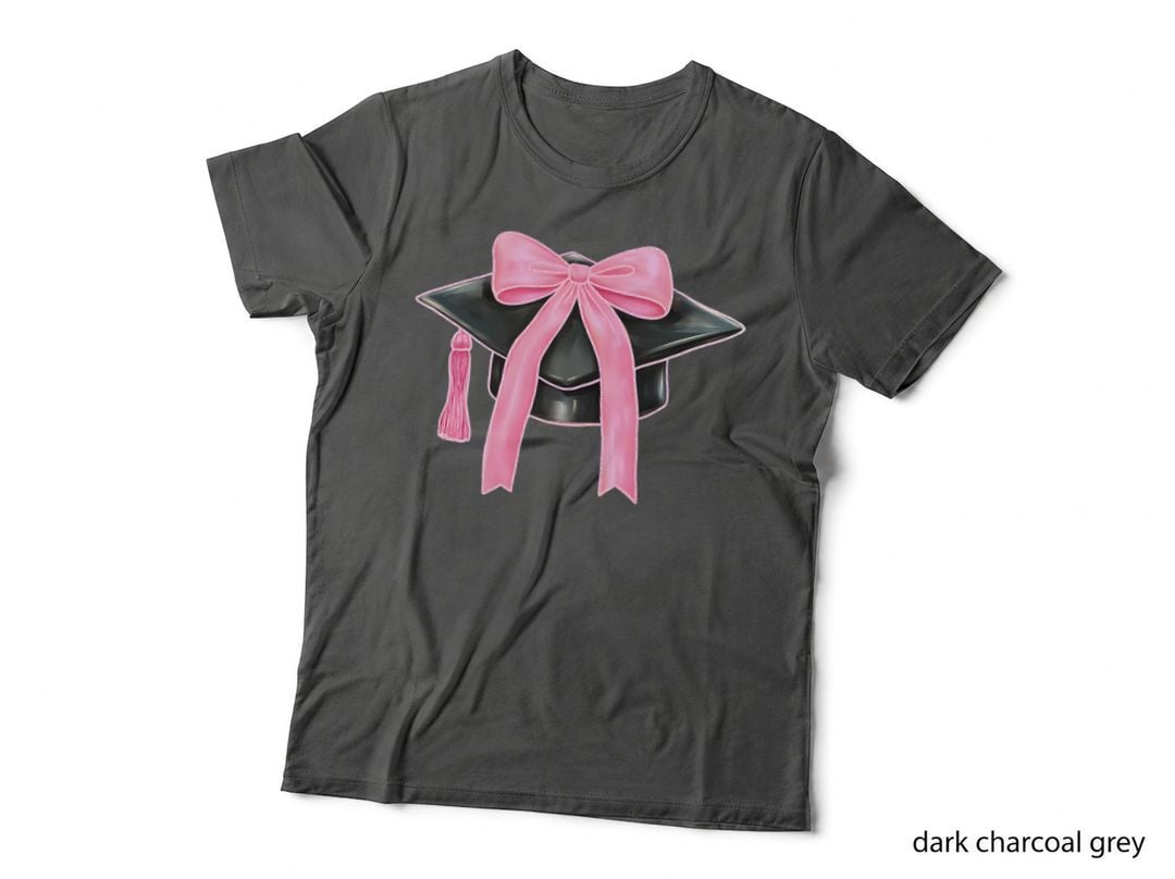 Grad Cap Pink Bow Tassel Graduation T-Shirt, Senior Grad Graphic Tee