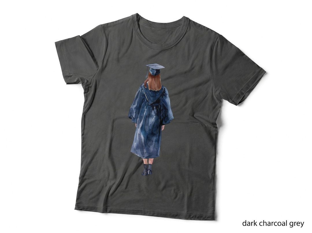 Grad Cap Watercolor Background Wash Graduation T-Shirt, Senior Grad Graphic Tee