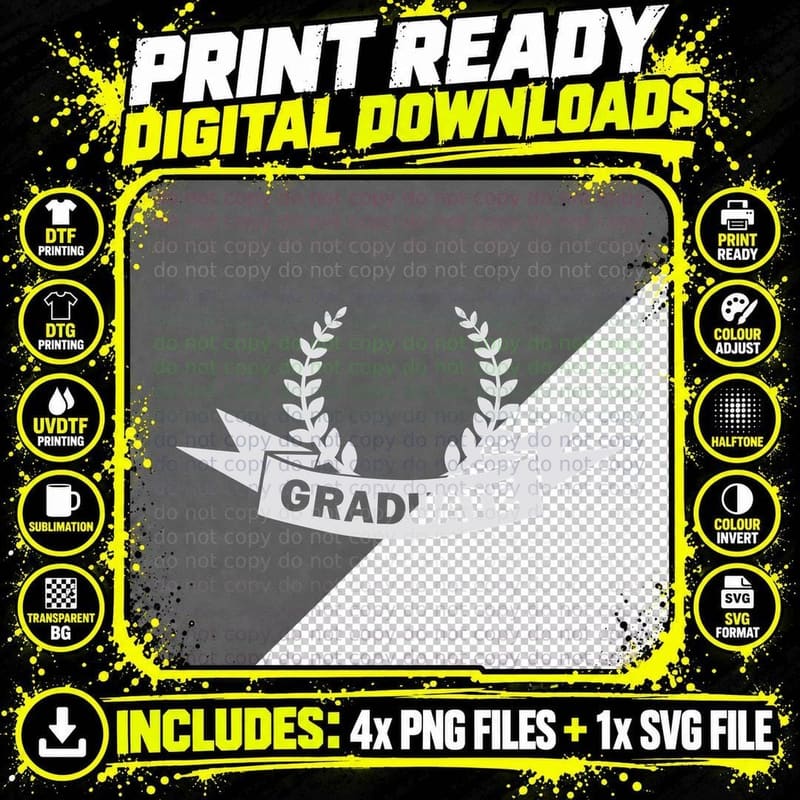 Graduate Graduation T-Shirt, Laurel Wreath Graduate Grad Png SVG Digital Bundle