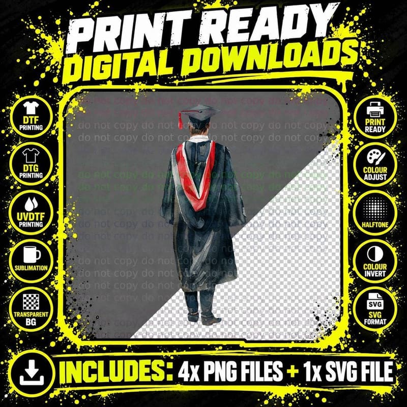 Graduate Standing Robe View Graduation T-Shirt Png SVG Digital Bundle
