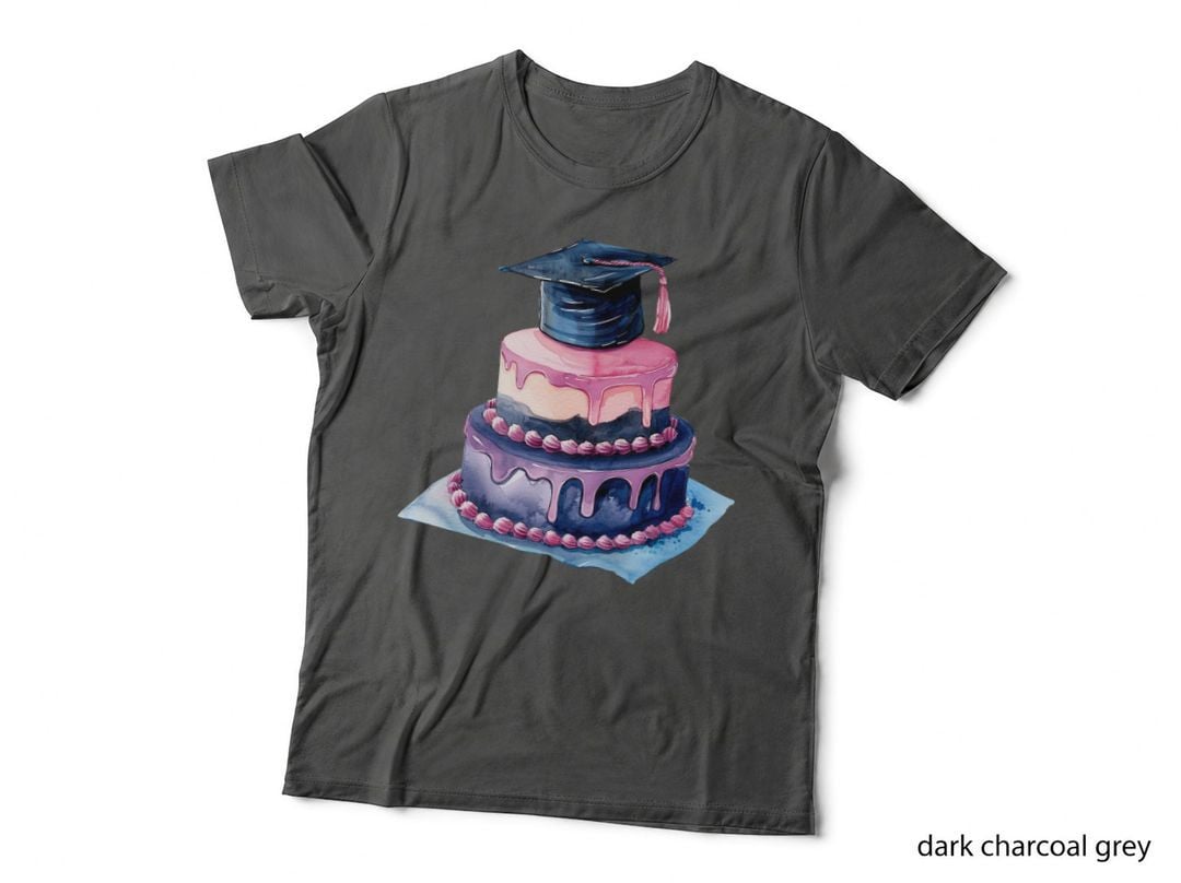 Graduation Cake Tiered Pink Blue Graduation T-Shirt, Senior Grad Graphic Tee