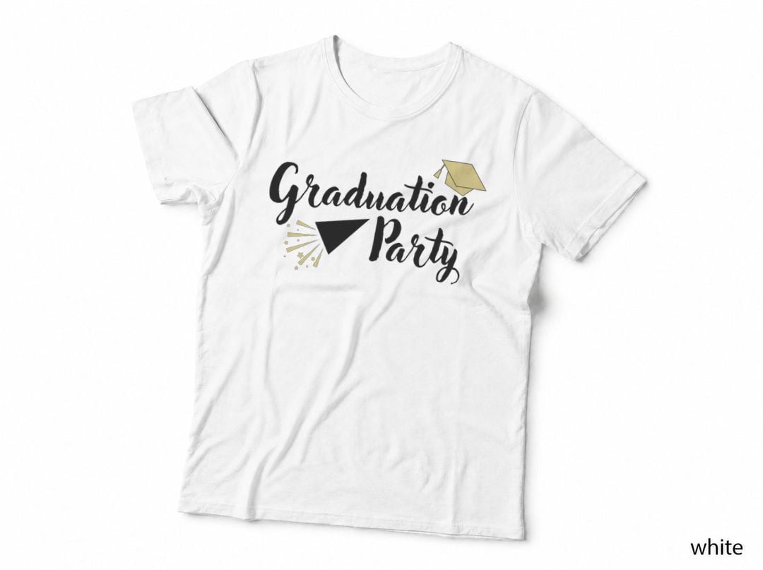 Graduation Party Graduation T-Shirt, Script Text Cap Firecracker Grad Tee