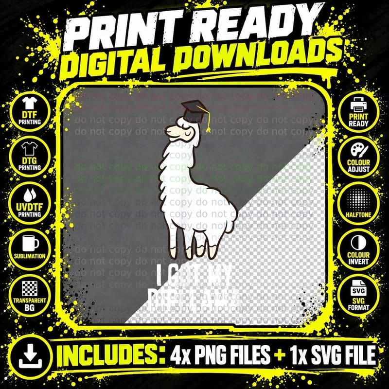 Llama Graduation I Got My Dipllama Cute Llama T-Shirt Png SVG Digital Bundle