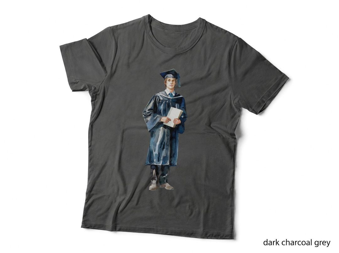 Male Figure Robe Diploma Graduation T-Shirt, Senior Grad Graphic Tee