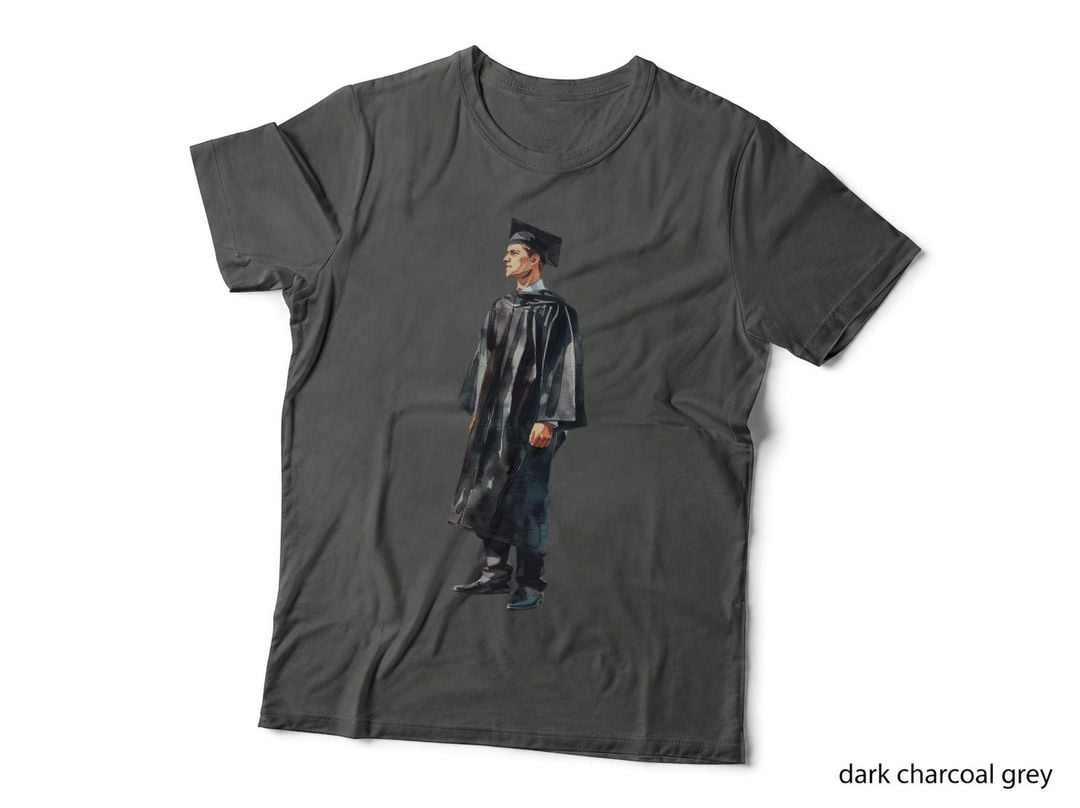 Male Robe Side Profile View Graduation T-Shirt, Senior Grad Graphic Tee