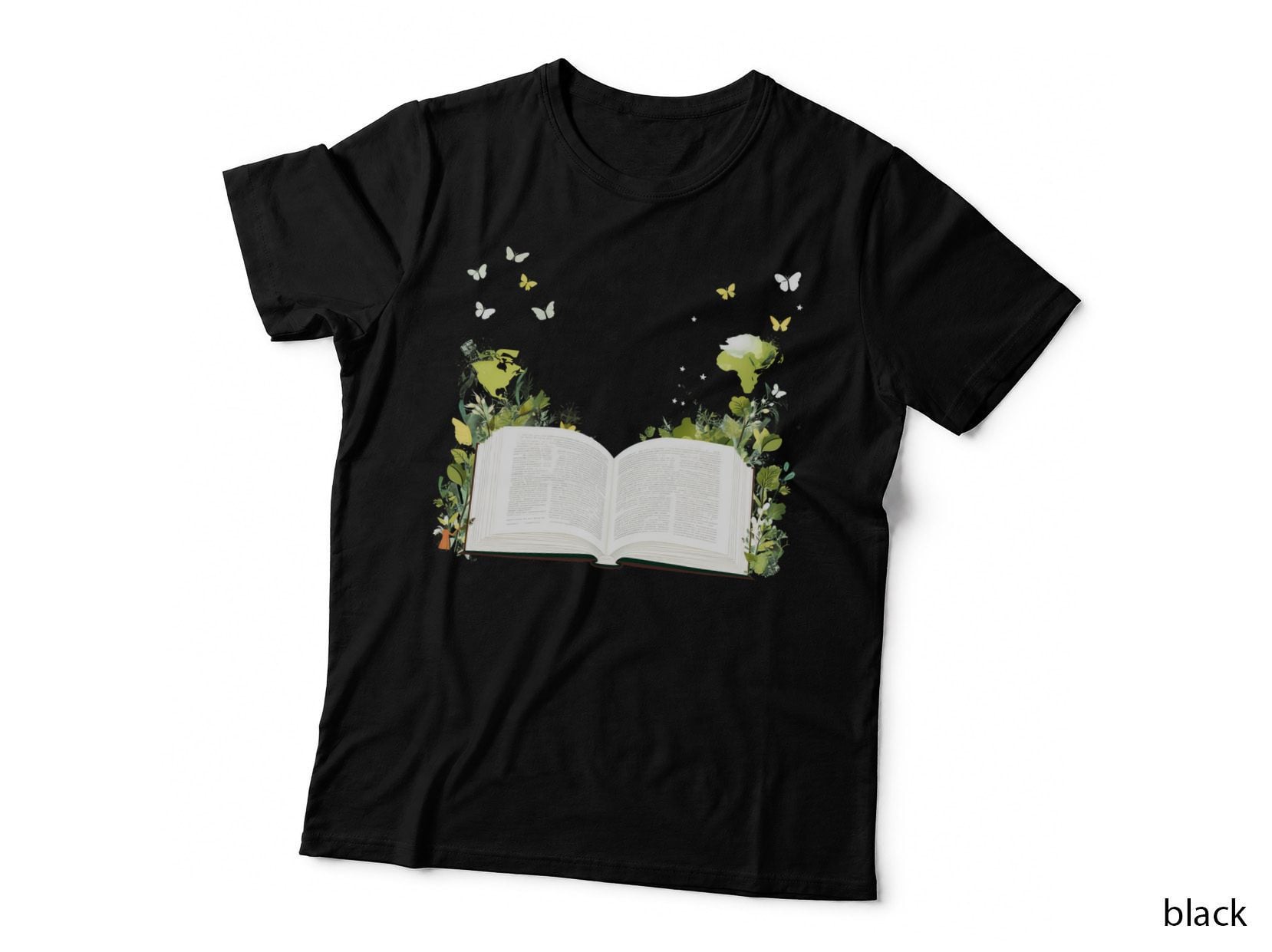 Open Book with Nature Butterflies Graduation T-Shirt, Senior Grad Graphic Tee