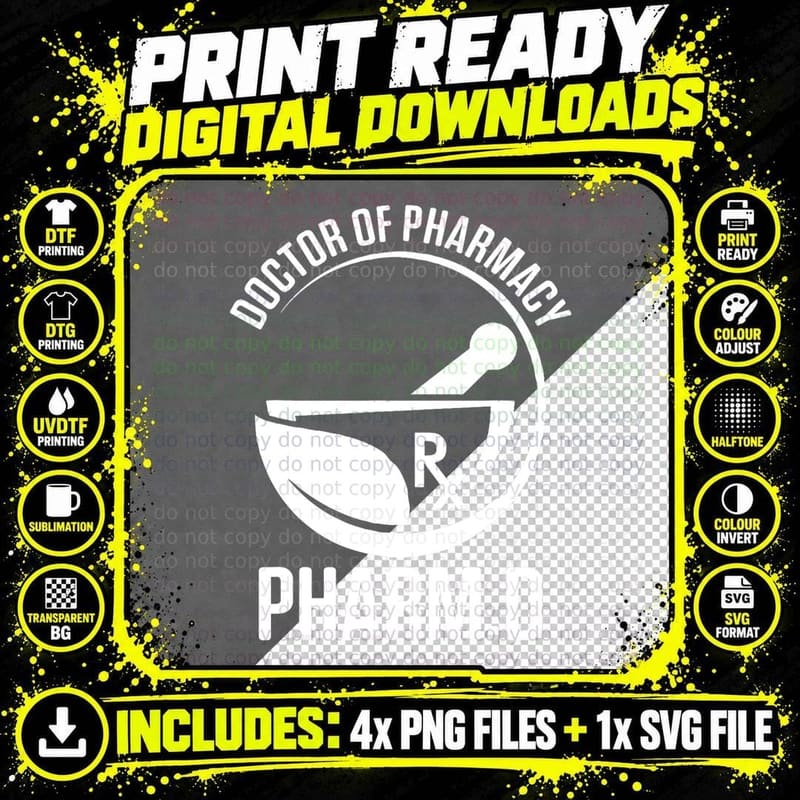 Pharmd Doctor of Pharmacy Pharmad Doctorate Graduation Png SVG Digital Bundle