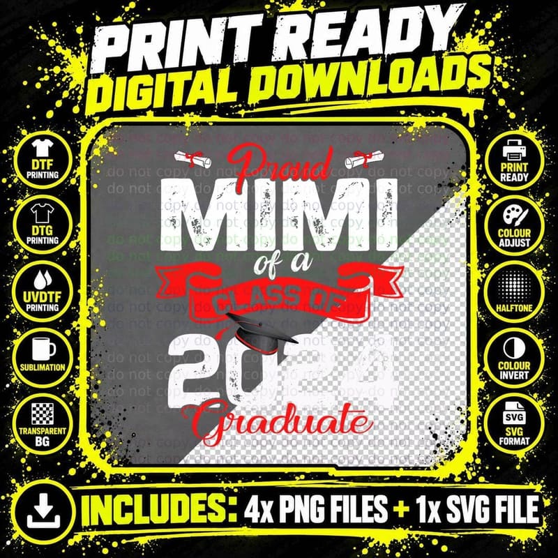 Proud Mimi of a Class of 24 Graduate Senior 24 Png SVG Digital Bundle