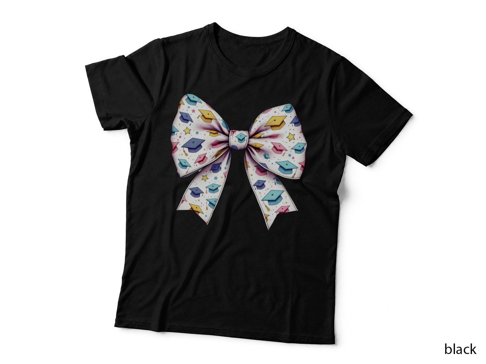 Rainbow Bow Graduation Pattern Graduation T-Shirt, Senior Grad Graphic Tee