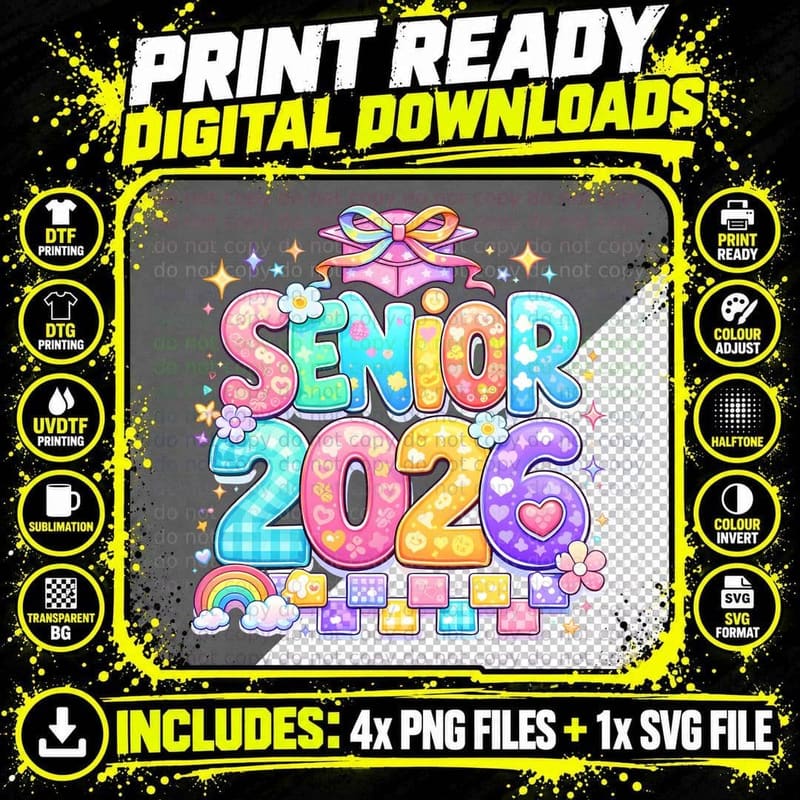 Senior 2026 Graduation T-Shirt, Senior Class Year Png SVG Digital Bundle