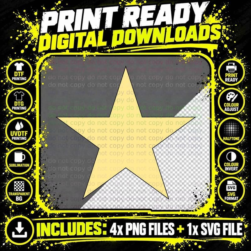 Single Yellow Star Graduation T-Shirt Png SVG Digital Bundle