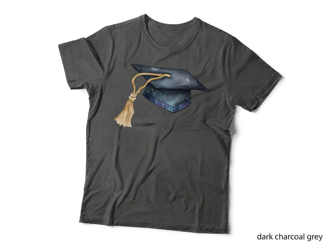 Starry Cap Tassel Gold Graduation T-Shirt, Senior Grad Graphic Tee