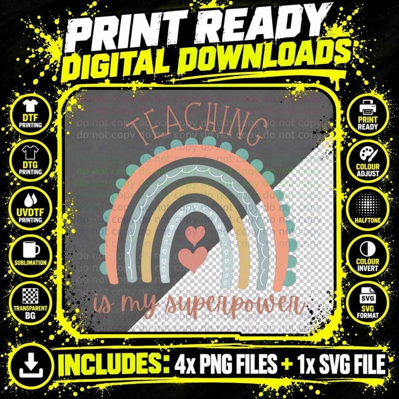 Teaching Is My Superpower T-Shirt Png SVG Digital Bundle