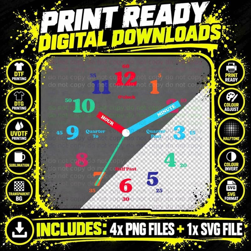 Time Teaching Clock T-Shirt Png SVG Digital Bundle