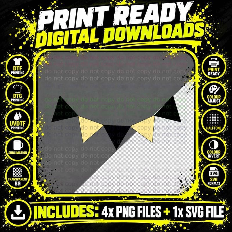 Yellow Black Bunting Banner Graduation T-Shirt Png SVG Digital Bundle