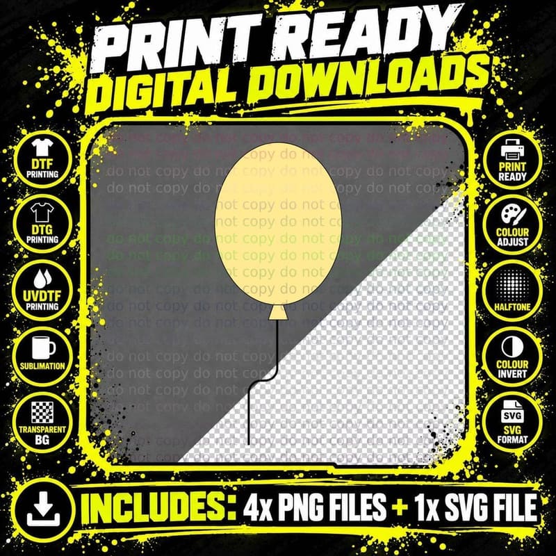 Yellow Celebration Balloon Graduation T-Shirt Png SVG Digital Bundle