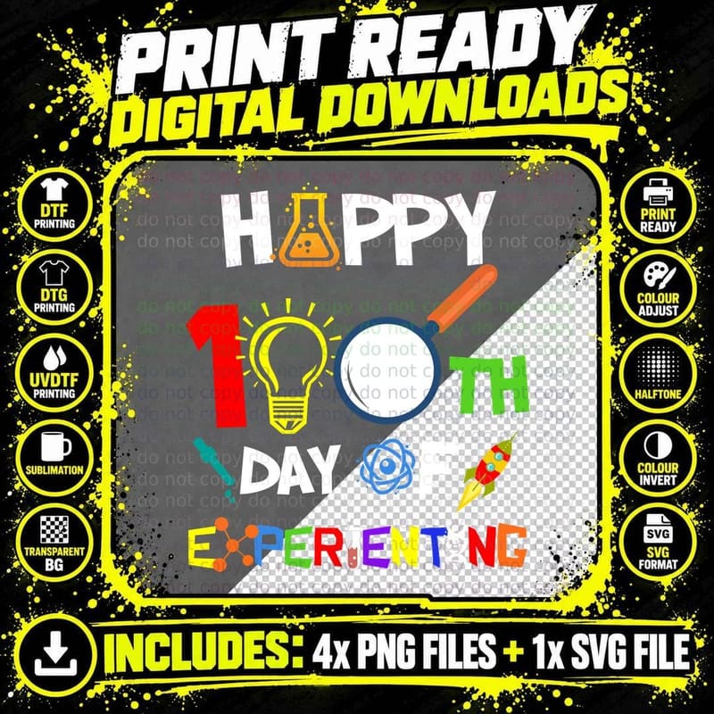 100th Day of Experienting T-Shirt, Science Fun Png SVG Digital Bundle