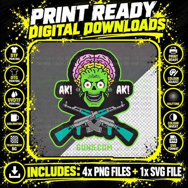 AK! AK! AK47 Alien Graphic T-Shirt Png SVG Digital Bundle