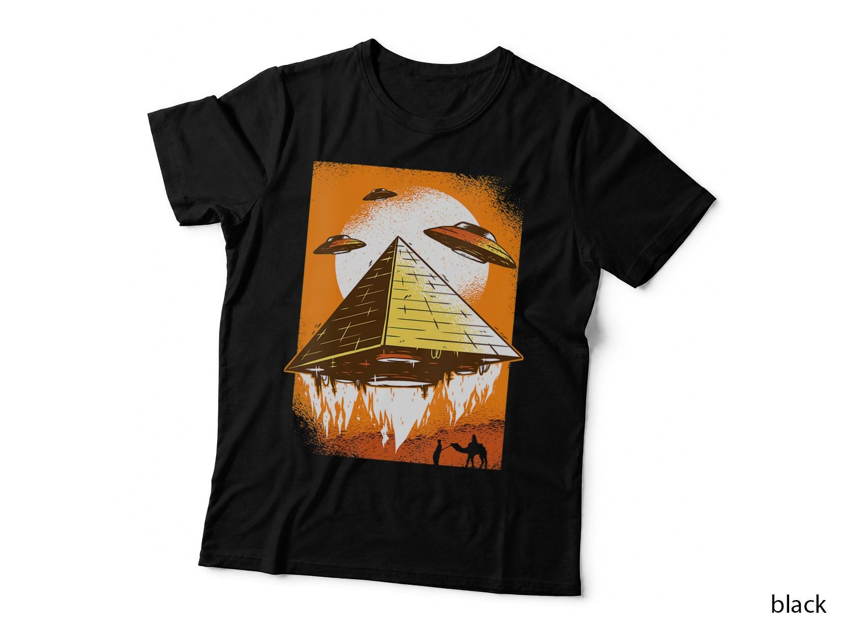 Alien Abduction Egyptian Pyramids UFO Aliens, Graphic T-Shirt