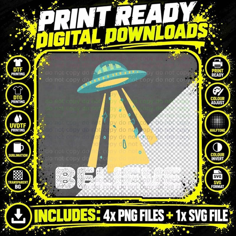 Alien Abduction Gifts for Men Women Kids UFO Lovers Png SVG Digital Bundle