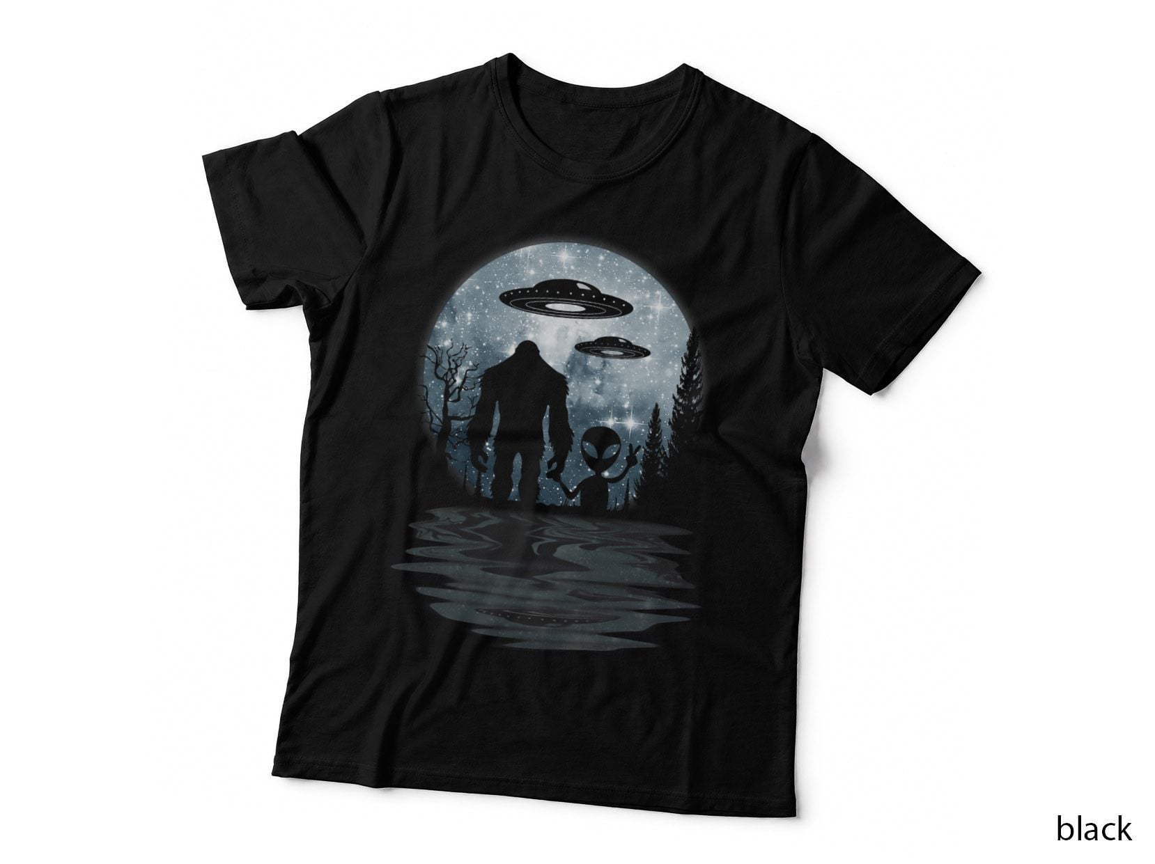 Alien Bigfoot Moon Sasquatch Ufo Extraterrestrial Boys Girls T-Shirt
