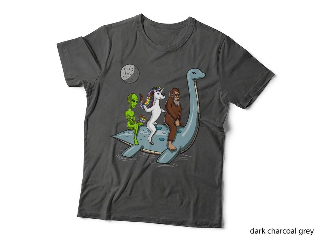 Alien Bigfoot Unicorn Riding Loch Ness Monster Cryptozoology Top T-Shirt