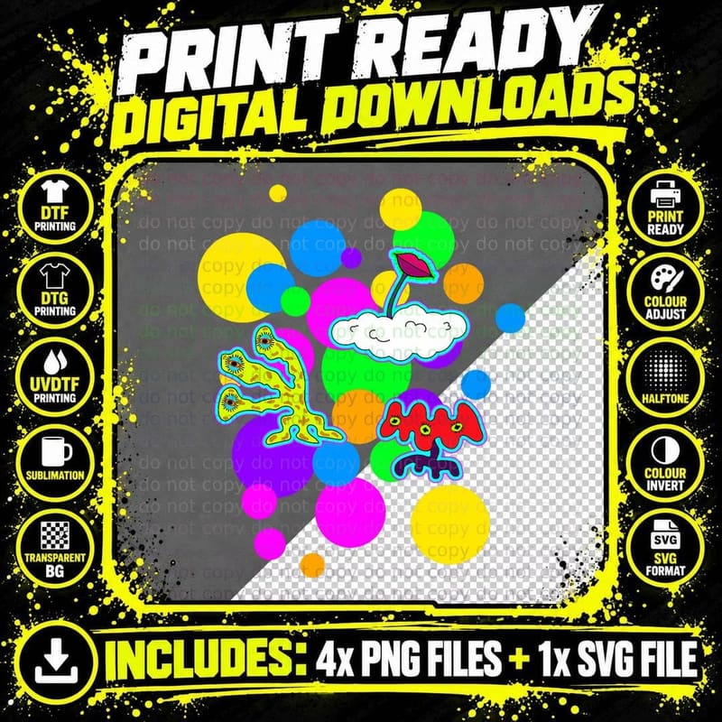Alien Dance Party, Space Theme, Futuristic, Sci-Fi Style Png SVG Digital Bundle