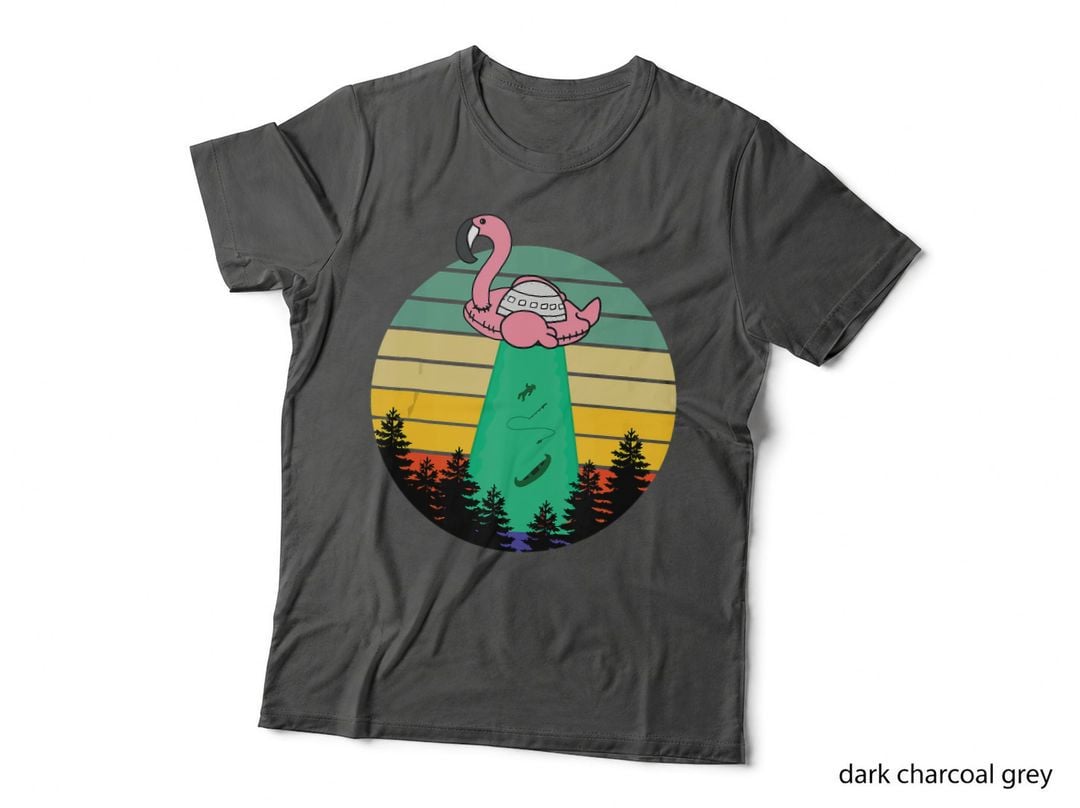 Alien Flamingo Abduction - Fun Flamingo UFO Flying Saucer T-Shirt