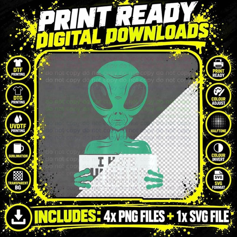 Alien Galaxy Ufo Fan Sifi Style Streetwear Top. Png SVG Digital Bundle
