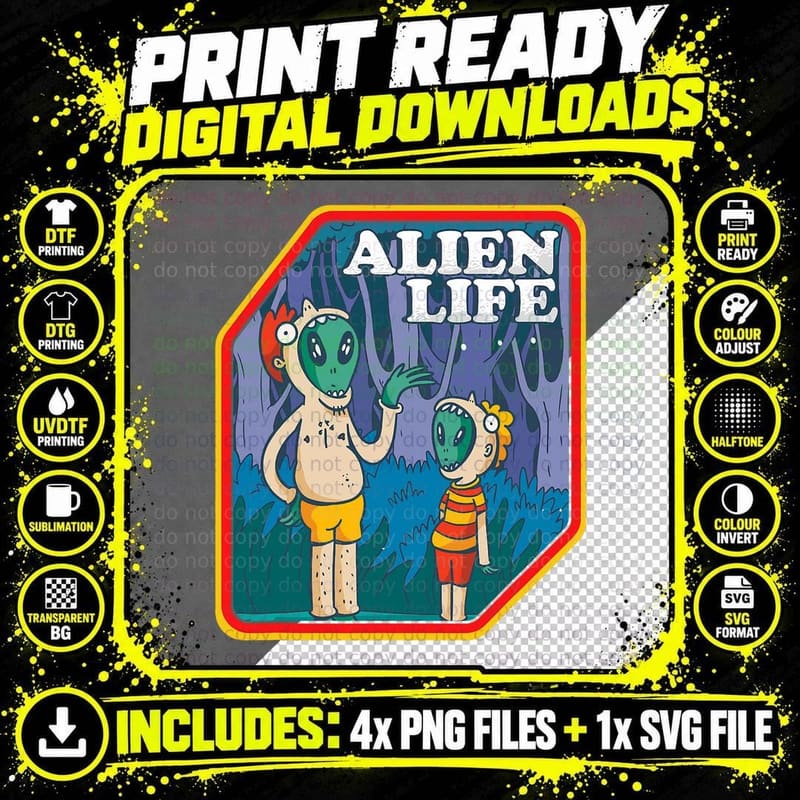 Alien Life Abduction Extraterrestrial UFO Science Png SVG Digital Bundle