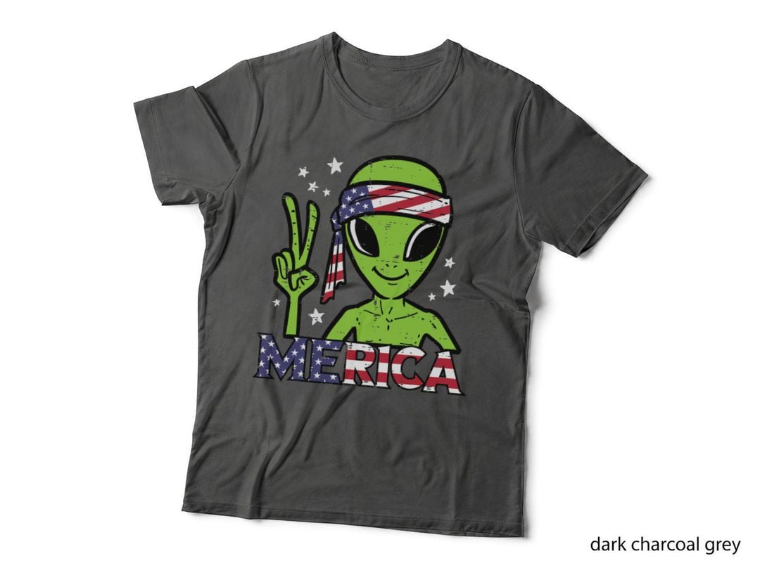 Alien Peace Hand Merica Fourth July 4th Patriotic Space T-Shirt