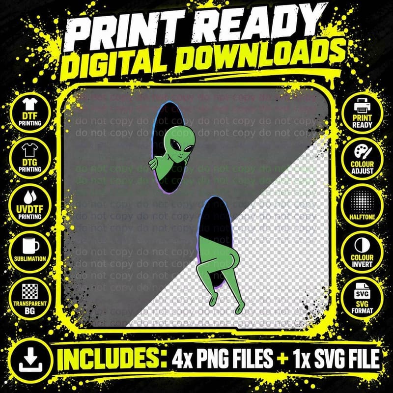 Alien Space Portal T-Shirt Png SVG Digital Bundle