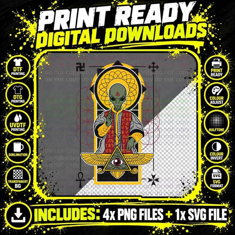 Alien Tshirt Extraterrestrial Illuminati Alien Png SVG Digital Bundle