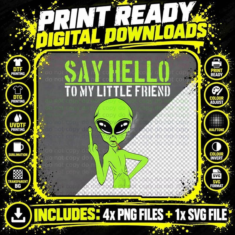 Alien UFO Alien Sci-Fi New, Classic Casual T-Shirt Png SVG Digital Bundle