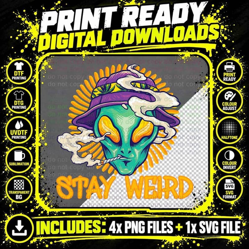 Alien Ufo Stay Weird Alien Space T-Shirt Png SVG Digital Bundle