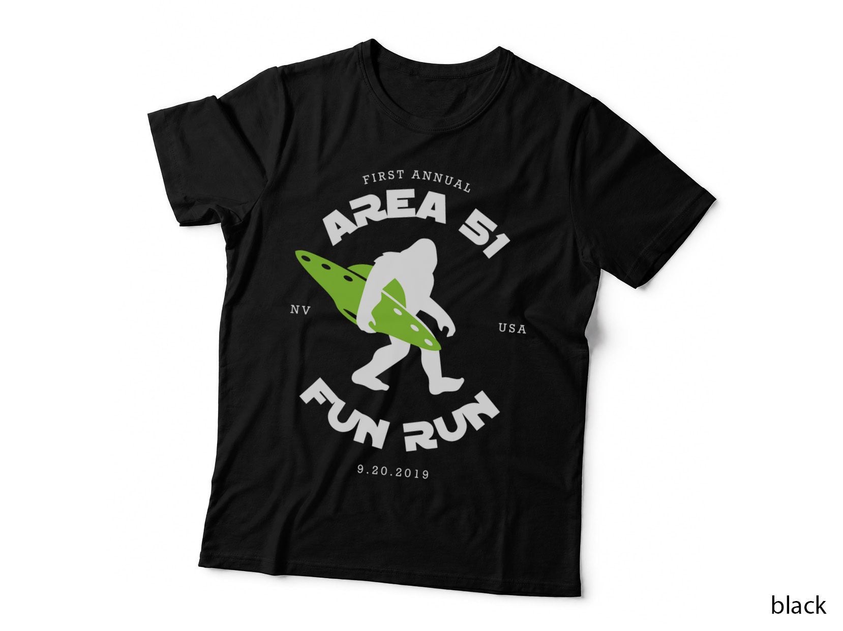 Area 51 Fun Run UFO Bigfoot T-Shirt, Alien Event Gear, Sci-Fi Nerd Apparel