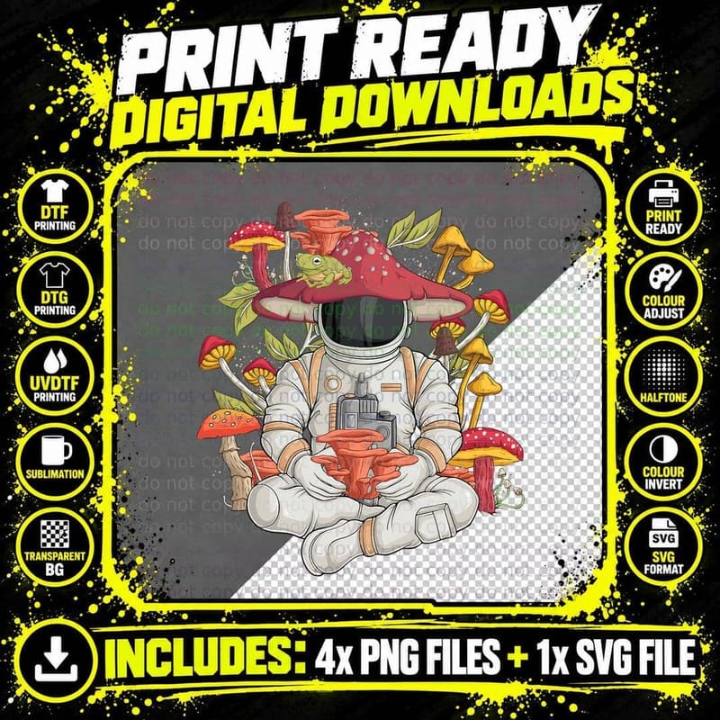 Astronaut Cottagecore Frog Aesthetic Men Women Graphic Png SVG Digital Bundle