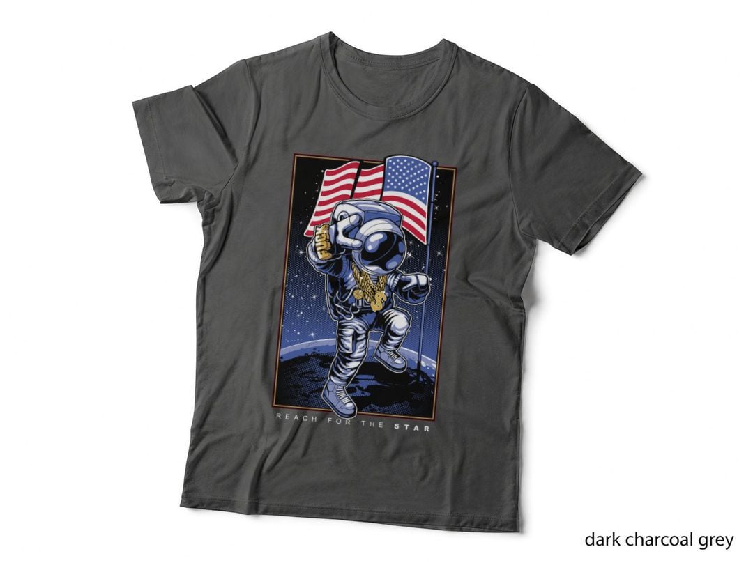 Astronaut Flag Reach for the Star with American Patriotic Space T-Shirt