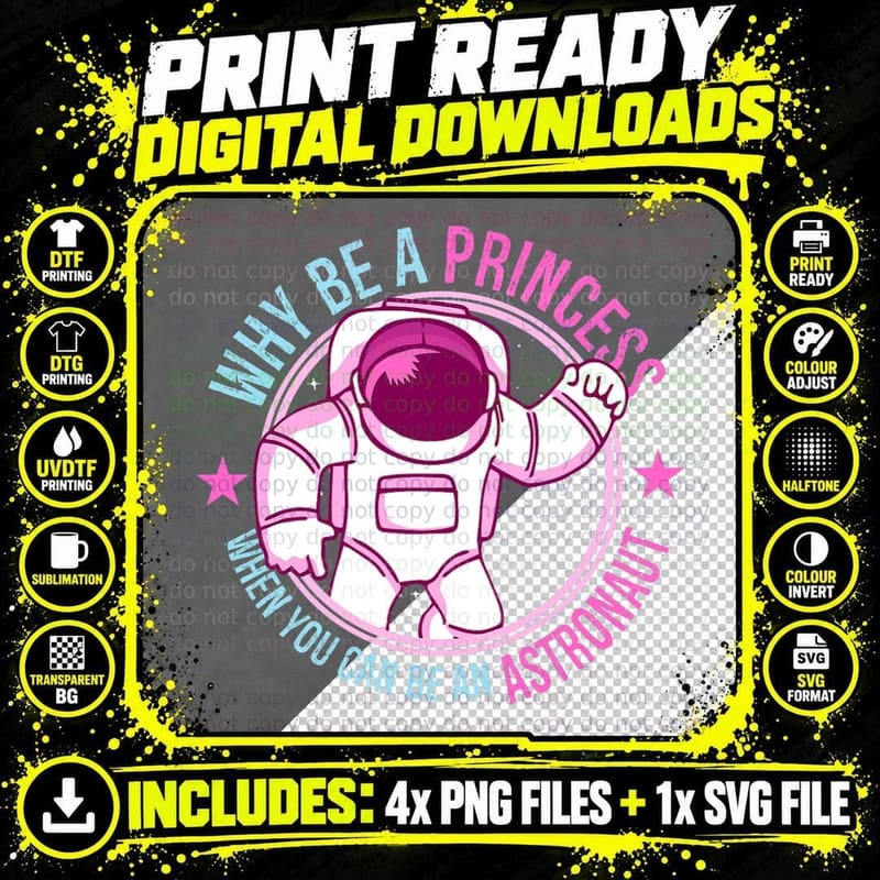 Astronaut Girl T-Shirt, Space Exploration Fashion Png SVG Digital Bundle