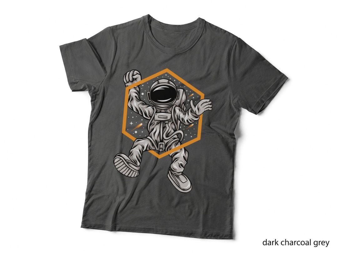 Astronaut Jumping Hexagon Frame Space T-Shirt