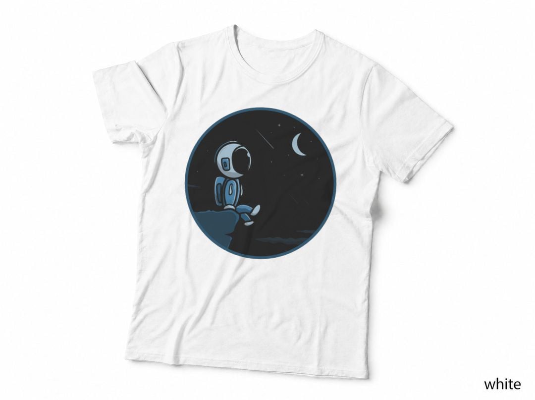 Astronaut Moon Blue Black Space Lonely T-Shirt