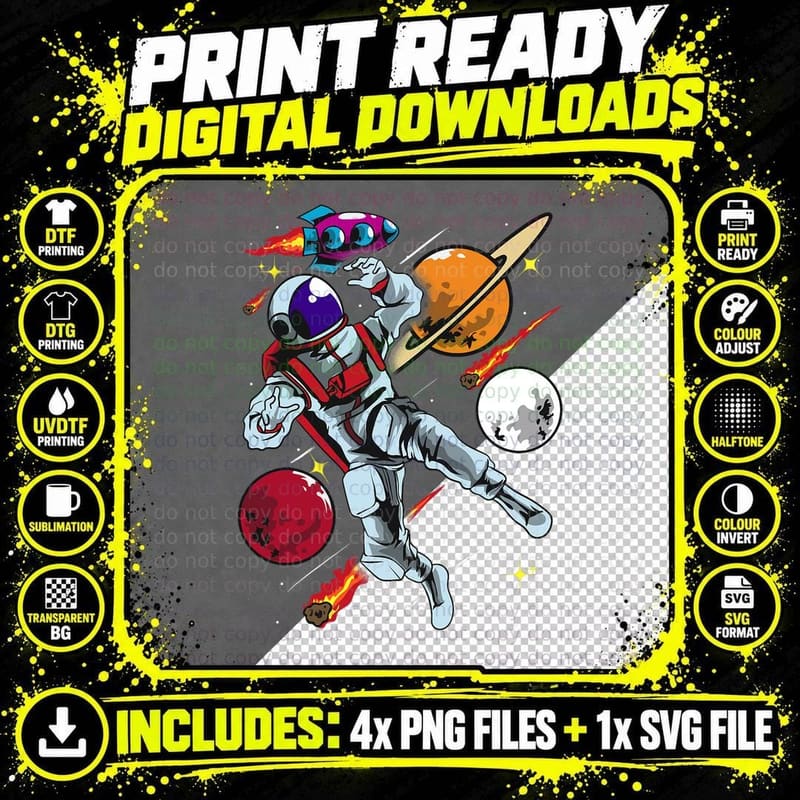 Astronaut Outer Space Tshirt Gift Men Women Boys Girls Png SVG Digital Bundle