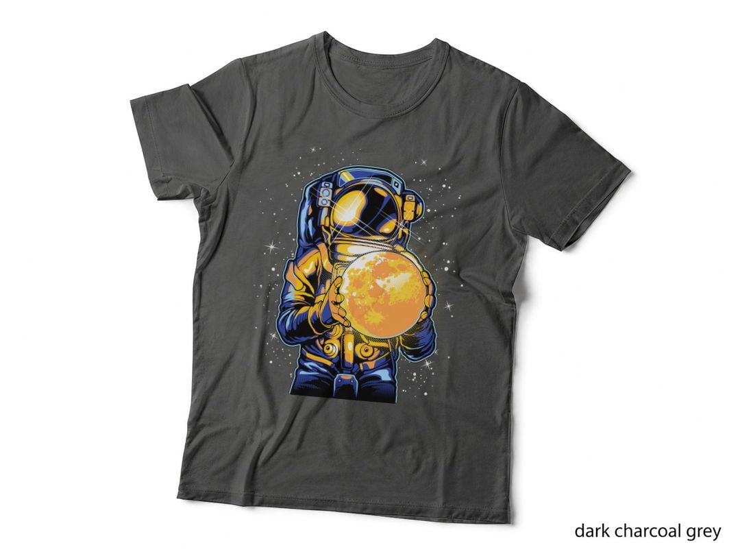Astronaut Planet Holding Golden Space Stars T-Shirt