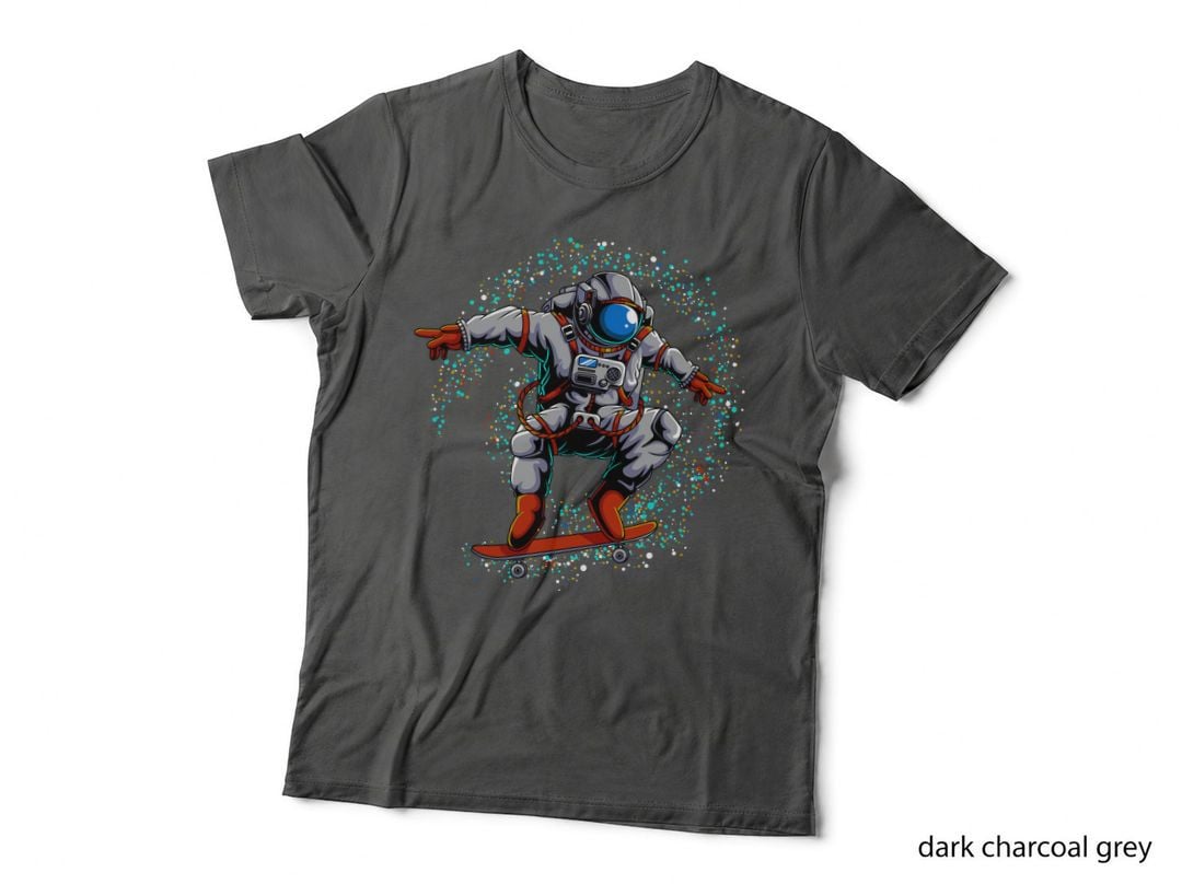 Astronaut Skateboard Cyan Sparkles Magic Dust Space Cool T-Shirt
