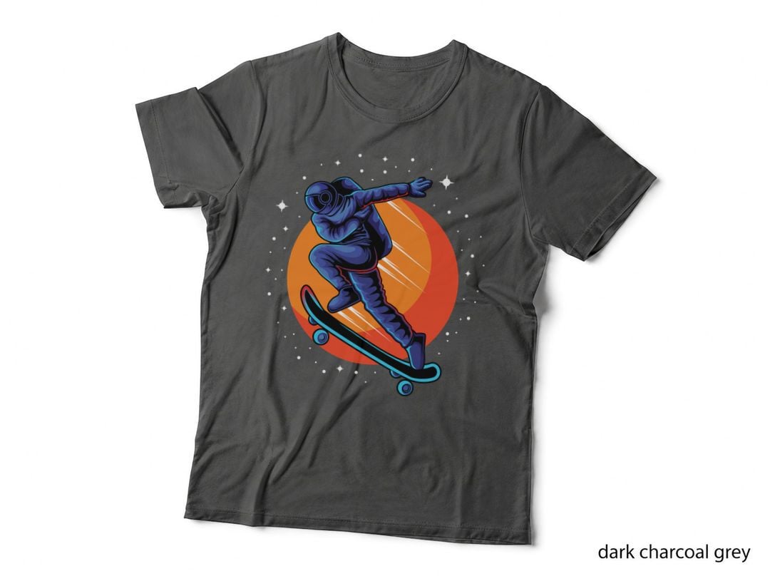 Astronaut Skateboarding Orange Planet T-Shirt