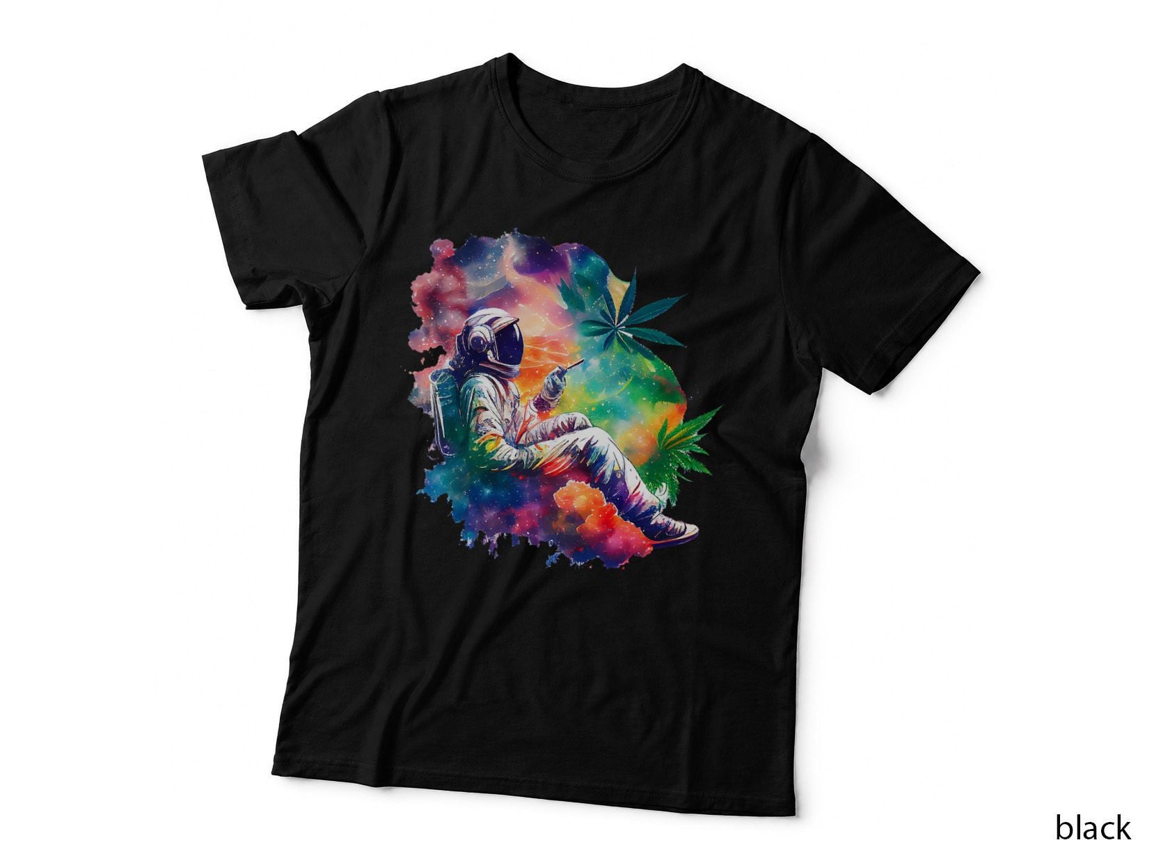 Astronaut Smoking Weed Cannabis Marijuana in Outer Space T-Shirt
